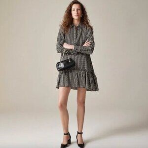 NWT! J.CREW Amelia Popover Shirtdress in Chain Print Size XS